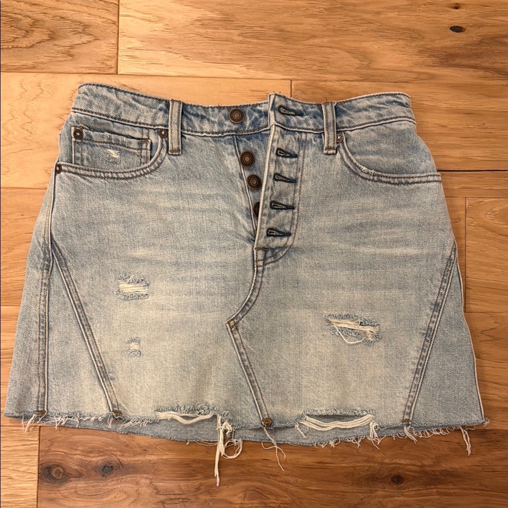 We The Free Light Blue Denim Skirt